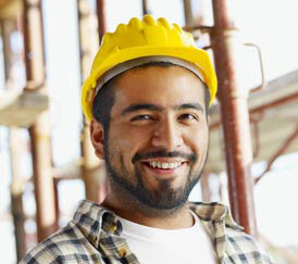 Construction Worker with Safety Helmet On - In Color